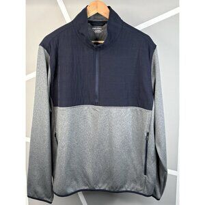 Untuckit Tyrus Navy Grey 1/2 Zip Quilted Sweater Pullover Men’s XXL Regular Fit